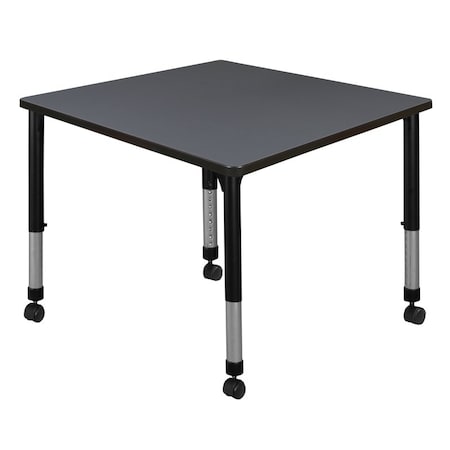Regency Square Mobile Tables, 42 W, 42 L, 23-34 H, Wood, Metal, Grey TB4242GYAPCBK